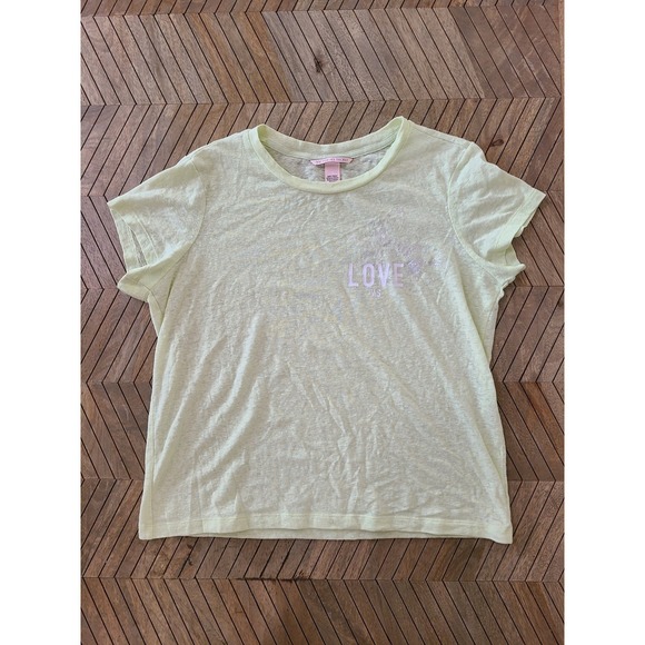 Victoria's Secret Other - Victorias Secret Light Green Sheer T-Shirt Love floral Graphic Sleep Top Size M
